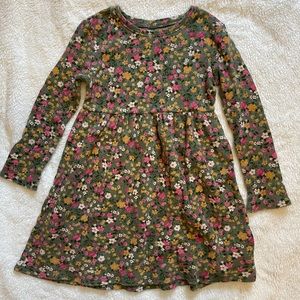 Thermal-knit dress with floral print 5T